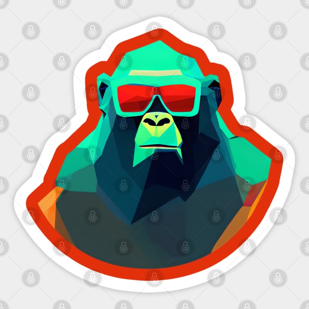 Cool Low Poly Gorilla wearing Sunglasses Sticker by Artist Rob Fuller